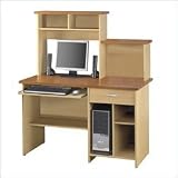 Bestar Active Home Office Wood Computer Desk with Hutch in Copper Cherry