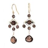 14k Gold & Smoky Quartz Chandelier Earrings