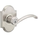 Kwikset Austin Entry Lever featuring SmartKey&reg; in Satin Nickel