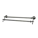 American Bath Factory F4-3040-SNF4-3040 Double Towel Bar with Robe Hooks in Satin Nickel by American Bath Factory