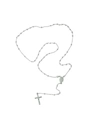 Italian.925 Sterling Silver Rosary necklace cross drop Silver Plating