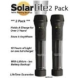 Hybrid Solar Powered Flashlight with Emergency Battery Backup - Black (2 pack)
