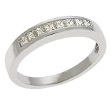 14k White Princess Cut 0.4 Ct Diamond Band Ring - Size 7.0