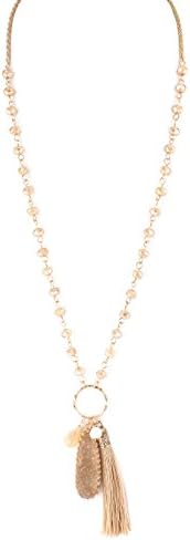 Bling Bar Druzy Stone Teardrop Tassel Necklace (LIGHT COLORADO)
