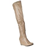 Riverberry Womens Tarrin Over-ther-knee Wedge Heel Fashion Boots, Taupe, Size 5.5