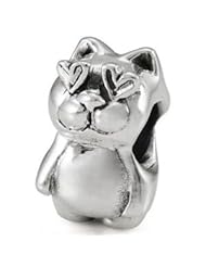 Authentic OHM Kitty Cat in Love 925 Sterling Silver Bead fits European Charm Bracelet