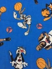 1 Yard - Looney Tunes with Michael Jordan on Blue Cotton Fabric (Great for Quilting, Sewing, Craft Projects, Blankets & More) 1 Yard x 44"