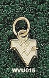 West Virginia Mountaineers Solid 10K Gold ''WV'' 1/4'' State Shaped Pendant