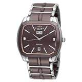 Oniss #ON605-M4 Men's Sappir Burgandy Ceramic Watch with Stainless Steel Silver Trim