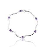 SS Genuine Amethyst 7.25 Bracelet