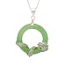 Sterling Silver Green Jade Circle Pendant with Dragon on Chain, 18" image 1