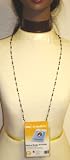 Fine Onyx and Glass Beads on Antique Silver Chain Eye Glass and Vertical Badge Holder Perry Francois Necklace