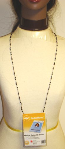 Click here to buy Fine Onyx and Glass Beads on Antique Silver Chain Eye Glass and Vertical Badge Holder Perry....