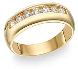 14K Gold Men's 7 Stone CZ Ring