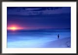 Fisherman on Palm Beach at Sunrise, Gold Coast, Australia Collections Framed Photographic Poster Print by Regis Martin, 35x25