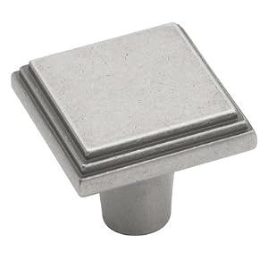 Amerock Manor Collection 1 Cabinet Knob Square Weathered Nickel by 