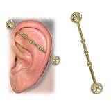 Jeweled Titanium Industrial Barbell with Jewels