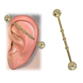 Jeweled Titanium Industrial Barbell with Jewels