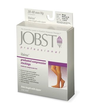 Vairox 30-40 mmHg Open Toe Knee High Support Sock with Zipper Size: Large A Short On Sale