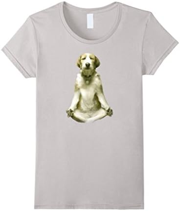Yoga Clothes Smile Dog Namaste Awakens Meditation Shirt - Female Large - Silver