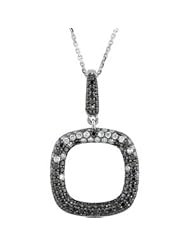 Black And White Diamond Necklace With Black Rhodium Plating 14K White Gold 1 Ct Tw 18 Black & White Diamond Necklace W/Black Rhodium Plating