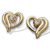 14K Yellow Gold Diamond Heart Earring 0.04 CT