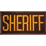 USA Emergency Services Embroidered Iron on Patch - Police Corrections Security Collection - Orange Text Brown Background Sheriff Tab Applique