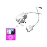 Sumnique - iPOD NANO 3G MAINS CHARGER UK + (Pink) Silicone Skin For The New 3RD GEN Nano