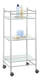 Wenko 16829100 Badwagen Adiamo - 3 Glasb&ouml;den, 4 Rollen, Stahl mattiert, 37 x 85 x 37 cm