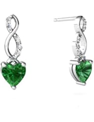 Created Emerald 14kt White Gold Earrings