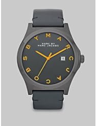 Marc Jacobs Henry Charcoal Dial Black Leather Unisex Watch MBM1216