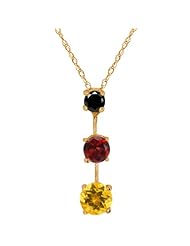1.55 Ct Round Yellow Citrine and Red Garnet 14k Yellow Gold Pendant