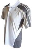 Mens Adidas Record Climacool Polo Shirt White/Grey Clima365 short sleeve Top