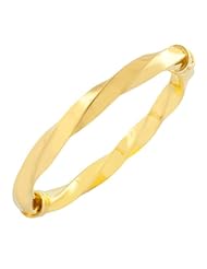 14k Yelow Gold over Sterling Silver Twisted Bangle (7.8mm, 7 inch)