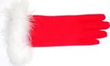 Red Wool Jersey Gloves Hand Trimmed with Marabou
