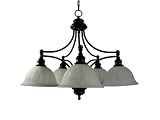Yosemite Home Decor 5035-5DB Broadleaf 5 Light Chandelier, Frosted White Marble Glass Shades, Dark Brown Finished Frame, 28 x 20
