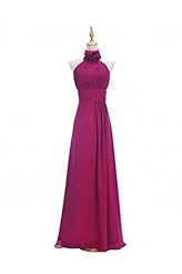 Chiffon Floor Length Sheath Pleated Halter Evening Dress/Bridesmaid Dress/Prom Dress 