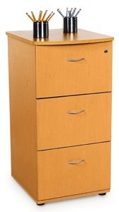 OFM 55505-CHERRY & SILVER Venice Three Drawer File with Lock - Cherry and Silver
