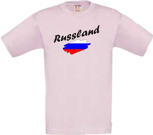 Shirtinstyle Kinder-Shirt WM Ländershirt Russland diverse Farben, Farbe rosa, Größe 104