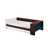 Nurseryworks Duet Twin Bed with Drawers in Dark Wood with Navy Cabinets