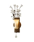 Murray Feiss WB1376GIS Jardin Botanique 1-Light Wall Sconce, Gilded Imperial Silver Finish with Cream Etched Glass and Hand Polished Crystal Accents