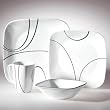 Corelle 1069983 Square 16-Pc Set- Service For 4- Simple Lines