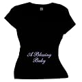 Flirty Diva Tees Woman's SoftStyle T-Shirt-A Blessing Baby-Black