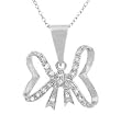 Sterling Silver CZ Pendant - Ribbon