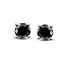 1CT Black Round CZ Stud Earrings Unisex .925 Sterling Silver