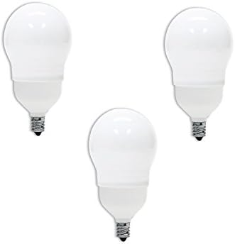Set of 3 Energetic Lighting 13watt - 60 Watt Equivalent 850 Lumen Non-Dimmable, Candelabra Bulbs, A19 shape Warm White (2700K) CFL E12 Candelabra Base