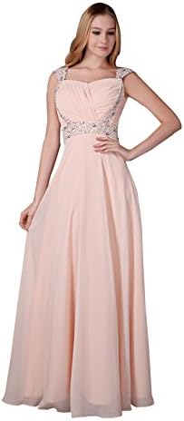 Melantha Long Chiffon Prom Dresses Peach Formal Dress for Women Size 6 Peach