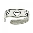 Ladies Triple Heart Adjustable Toe Ring Crafted in Sterling Silver