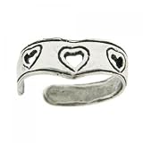 Solid Sterling Silver Triple Heart Adjustable Toe Ring