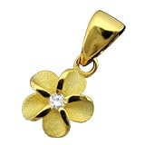 Sterling Silver 8mm Plumeria w/ CZ Pendant